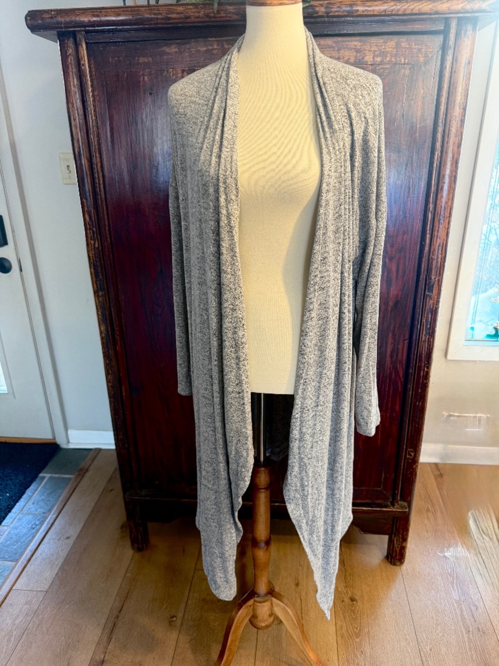 Black White Long Heather Gray Sweater Cardigan